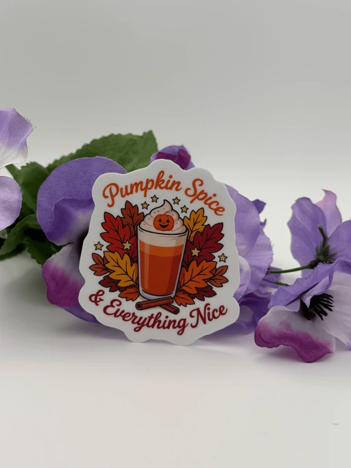 Pumpkin Spice Latte Vinyl Sticker - Cute Fall Laptop Decal
