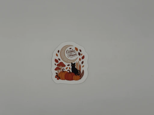 October Forever Autumn Cat Vinyl Sticker