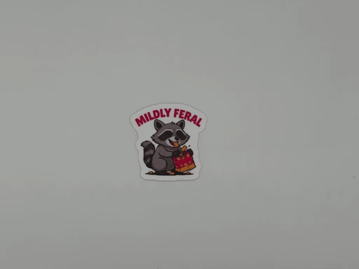 Mildly Feral Raccoon Vinyl Sticker | Cute Funny Die Cut Animal Decal