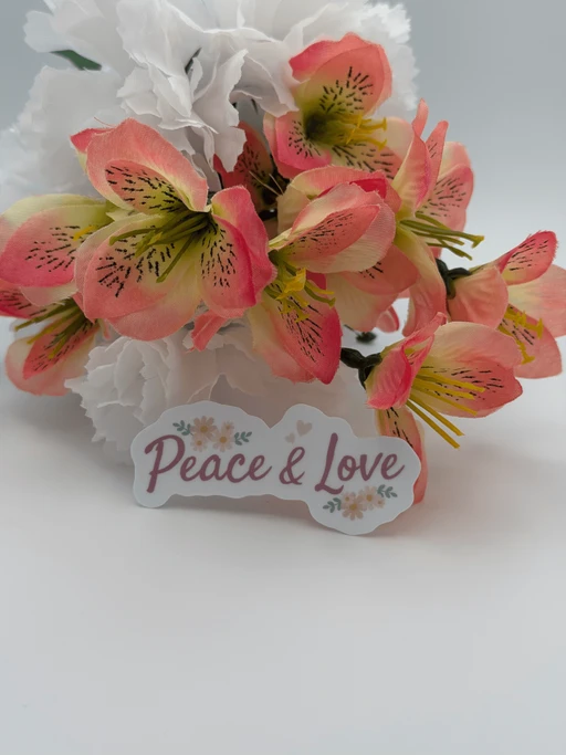 Peace and Love Vinyl Sticker Floral Quote Decal