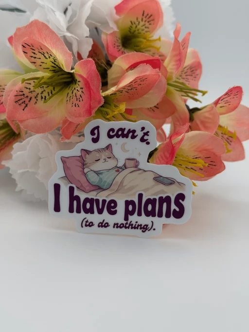Lazy Cat Quote Vinyl Sticker I Have Plans