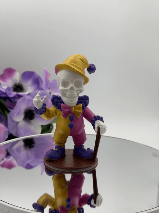 Skeleton Clown Figurine - Hand-Painted 3D Printed Horror Decor