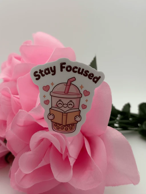 Stay Focused Boba Tea Vinyl Sticker