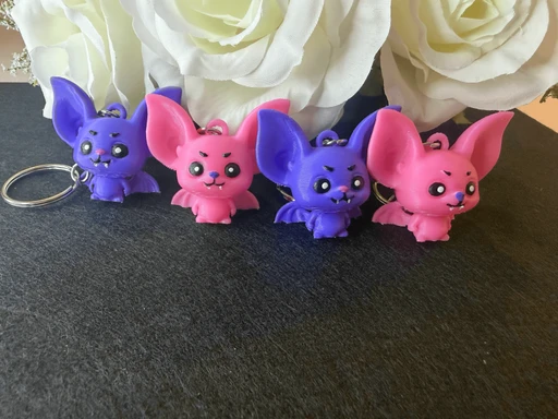 Cute Bat Character Keychain - 3D Printed PLA Charm