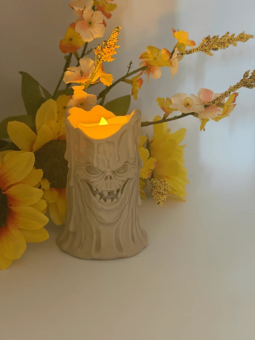 Scary Face Candle Holder - Beige Gothic Decor