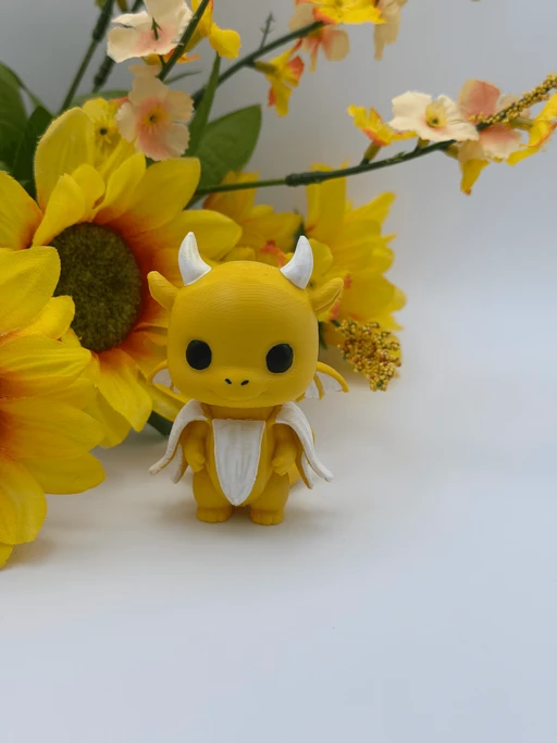 Cute Banana Dragon Figurine - 3D Printed PLA Fantasy Dragon, Adorable Collectible Figure