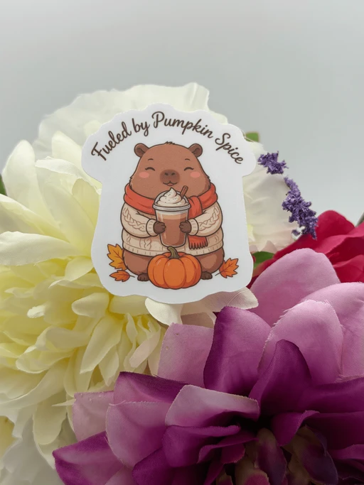 Pumpkin Spice Capybara Vinyl Sticker