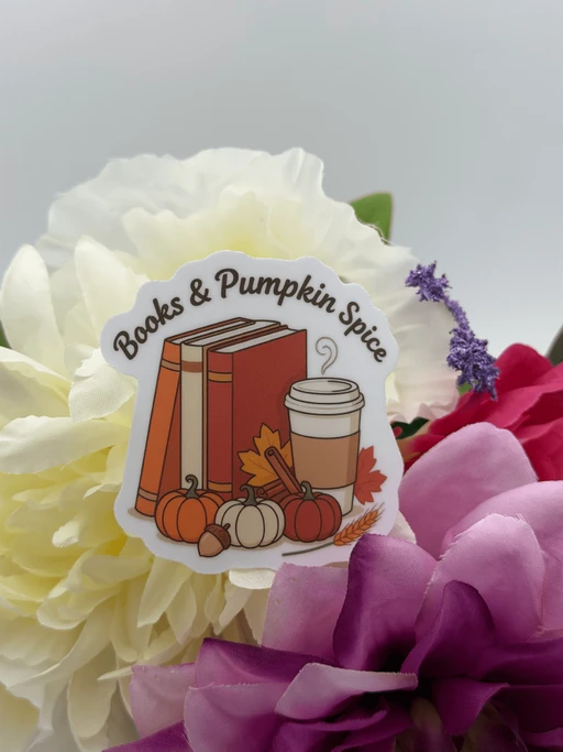 Books and Pumpkin Spice Vinyl Sticker