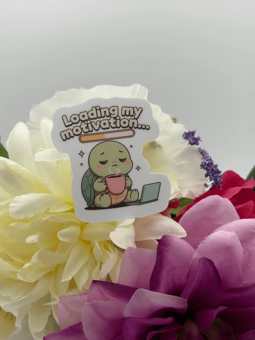 Cute Turtle Vinyl Sticker Loading My Motivation