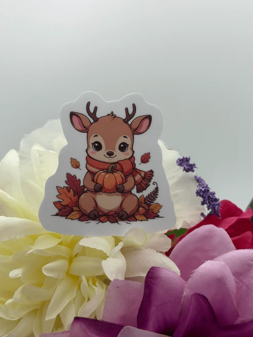 Cute Autumn Deer Vinyl Sticker