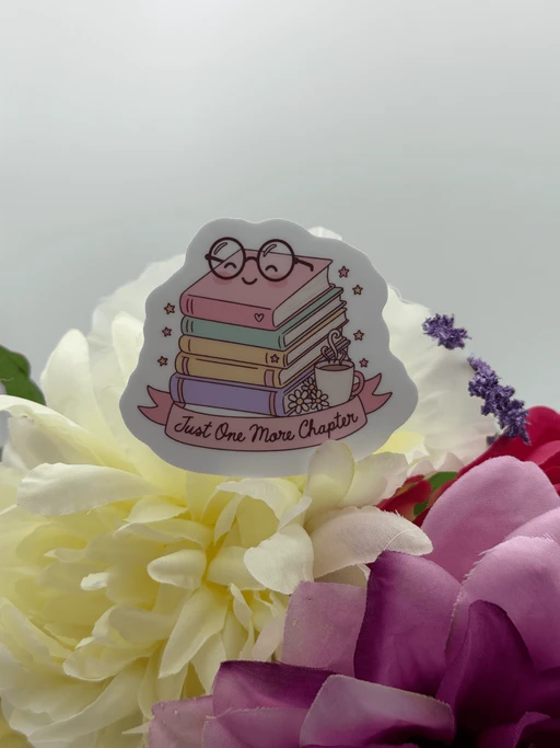 Just One More Chapter Book Stack Vinyl Sticker