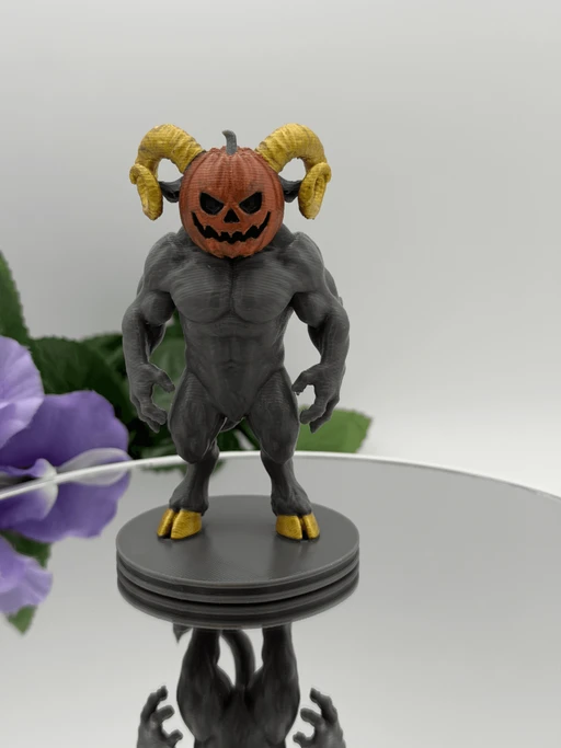 Horned Pumpkin Demon - 3D Printed Halloween Statue
