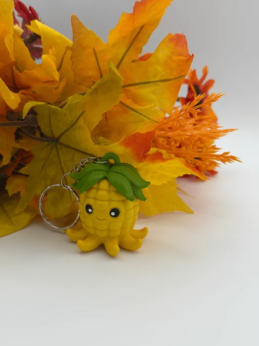 Kawaii Corn Octopus Keychain - 3D Printed Cute Octopus Charm
