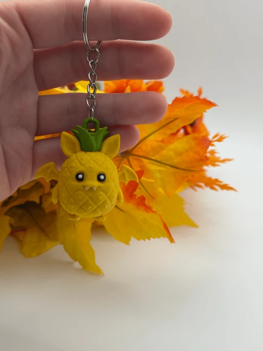 Kawaii Pineapple Bat Keychain - 3D Printed Cute Fruit Bat Charm