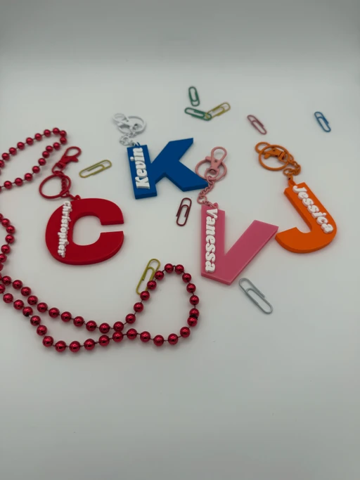 Personalized 3D Printed Name Keychain, Custom Name & Letter