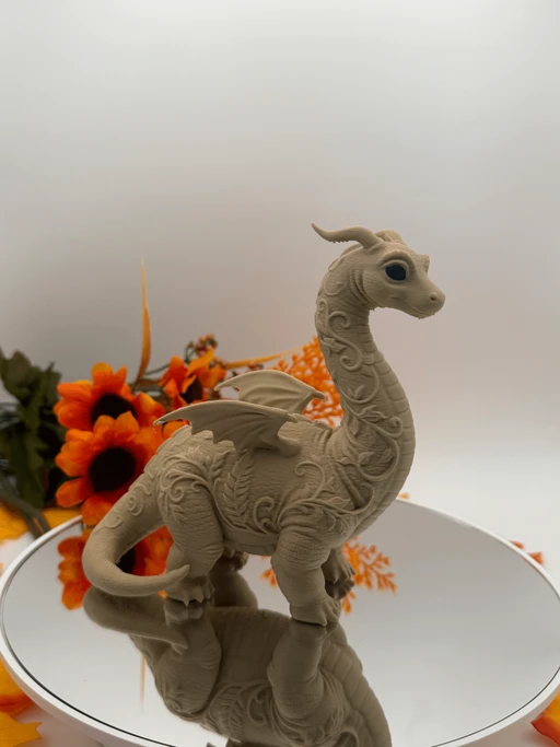 Cute Brachiosaurus Dragon Figurine - 3D Printed Fantasy Dinosaur Decor