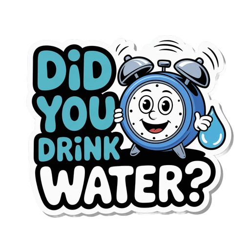 Cheerful Alarm Clock Hydration Reminder Sticker