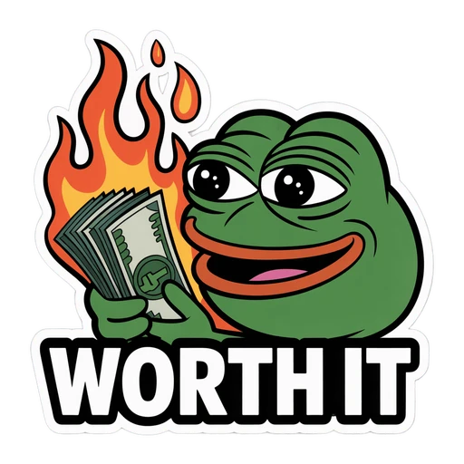 Funny Meme Frog With Money and Flames Sticker