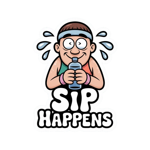 Funny "Sip Happens" Hydration Vinyl Sticker