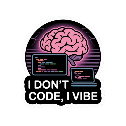 Funny Coding Brain and Laptop Vinyl Sticker