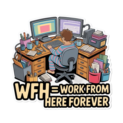 WFH Work From Here Forever Desk Sticker