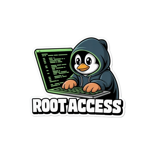 Hacker Penguin Root Access Vinyl Sticker