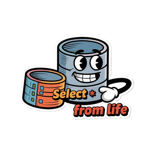 Funny SQL Database Cartoon Vinyl Sticker