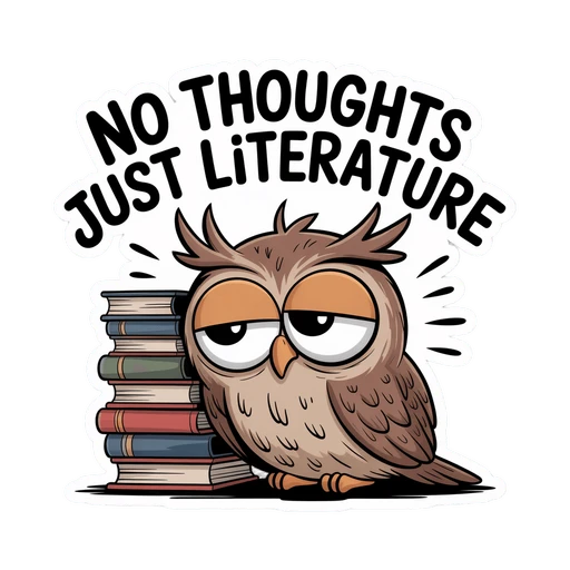 Funny Owl and Books Literature Vinyl Sticker