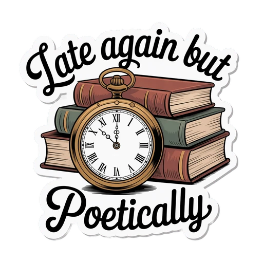 Vintage Pocket Watch and Books Vinyl Sticker