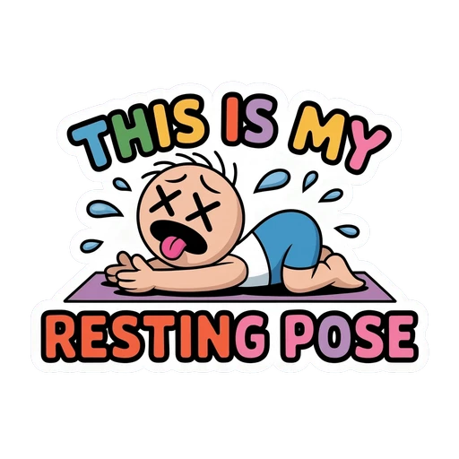 Funny Resting Pose Cartoon Sticker