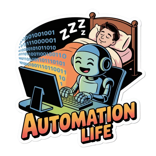 Automation Life Robot and Sleeping Human Sticker