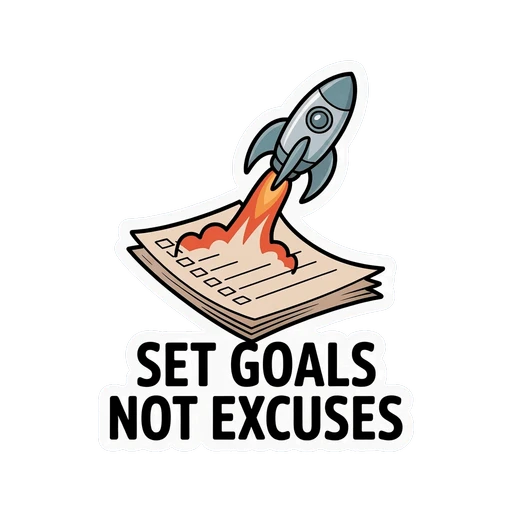 Motivational Rocket Launch Goals Sticker