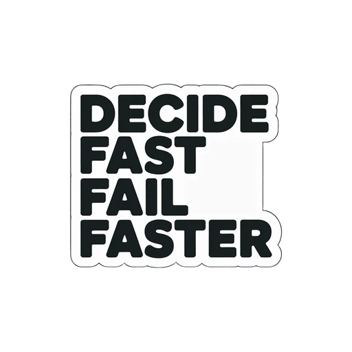 Decide Fast Fail Faster Motivational Sticker
