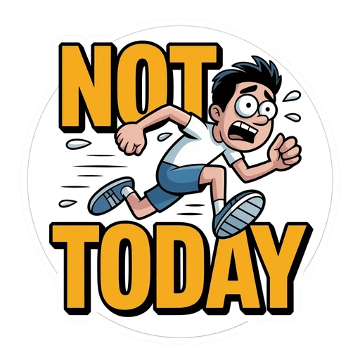 Funny Not Today Cartoon Running Sticker