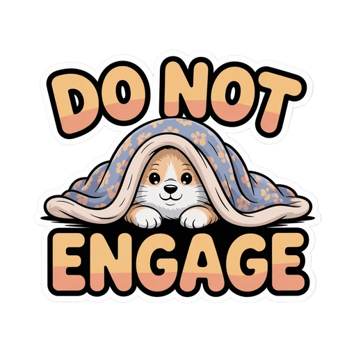 Cute Corgi Under Blanket Do Not Engage Sticker