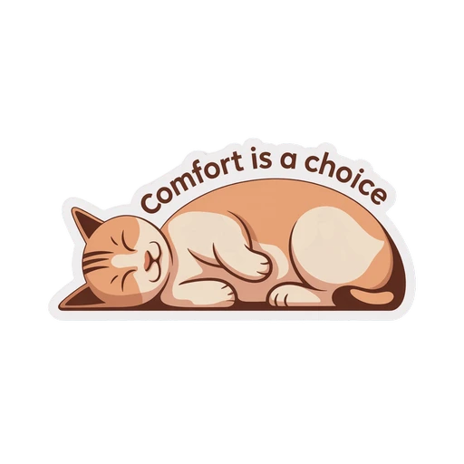 Cute Sleeping Cat Comfort Quote Sticker