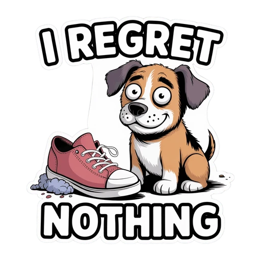 Funny Dog With Chewed Shoe Vinyl Sticker