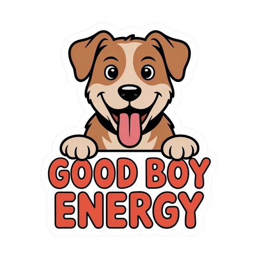 Cute Dog Good Boy Energy Vinyl Sticker