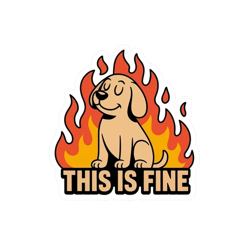 Funny Dog in Flames This Is Fine Sticker