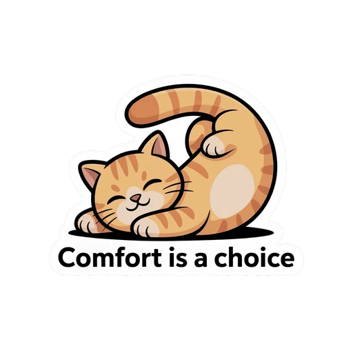 Cute Relaxed Cat with Comfort Quote Sticker