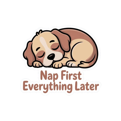 Cute Sleeping Dog Nap First Sticker