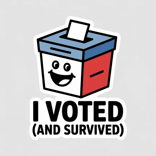Funny I Voted and Survived Election Sticker