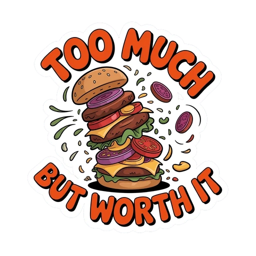 Funny Stacked Burger with Quote Vinyl Sticker