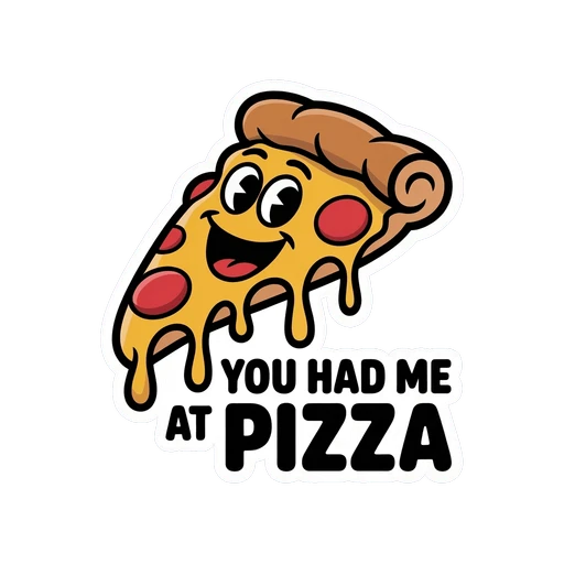Funny Pizza Slice Cartoon Sticker