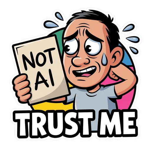 Funny Not AI Trust Me Cartoon Sticker