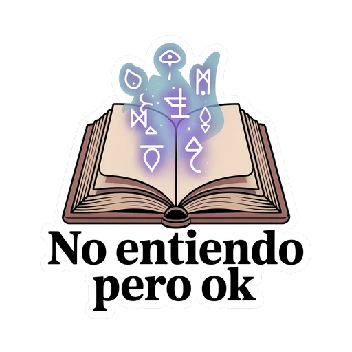 Magical Book with Symbols and Spanish Text Sticker