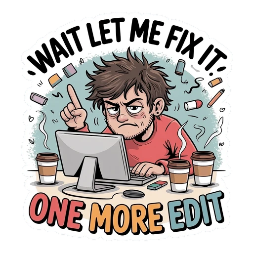 Funny Editor Cartoon Sticker for Creatives