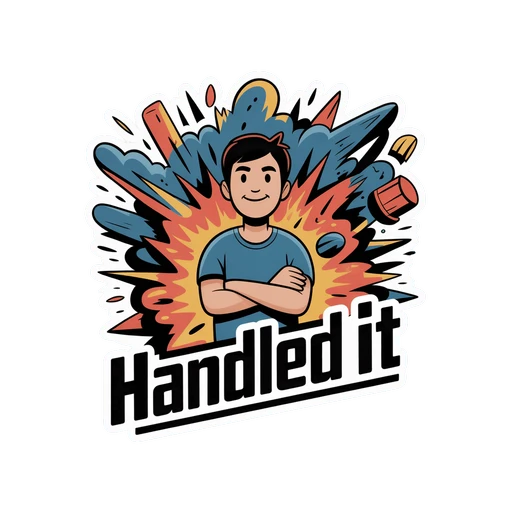 Confident Cartoon Character Handled It Sticker