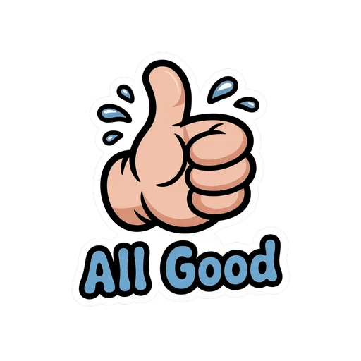 Thumbs Up All Good Cartoon Sticker