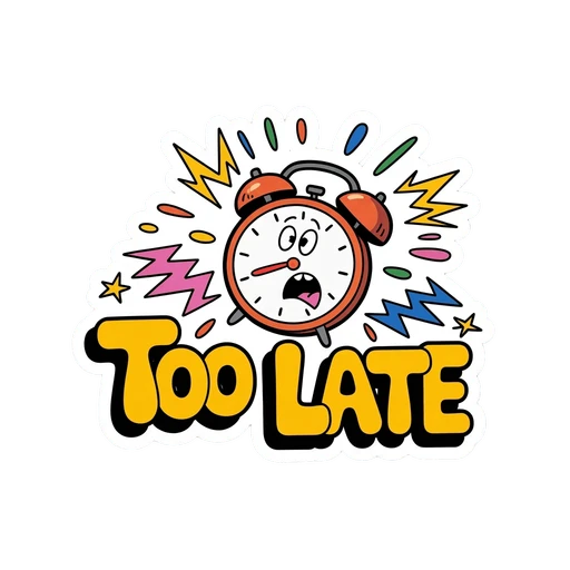 Funny Alarm Clock Too Late Vinyl Sticker